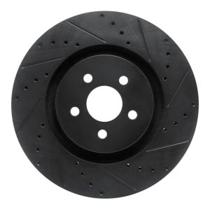 Ford Edge Brake Rotor (1) - Front Right - R1 Concepts - Drilled & Slotted - Black - `15-`21